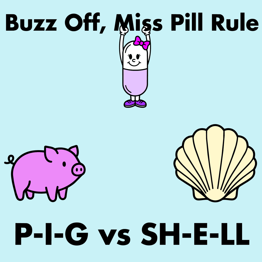 Buzz Off Miss Pill rule spelling chart